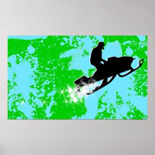 Poster motoneige. piste en poudre.