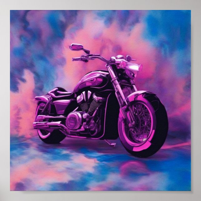 Poster Motorbike, couleurs Abstraites (Devant)
