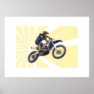 Poster Motorcross sur un Arrière - plan jaune pâle
