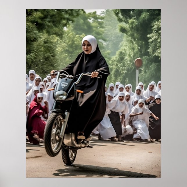 Poster Motorcycle Racing Nun (Devant)