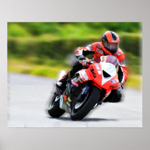 Poster Motorcycle Red Racer