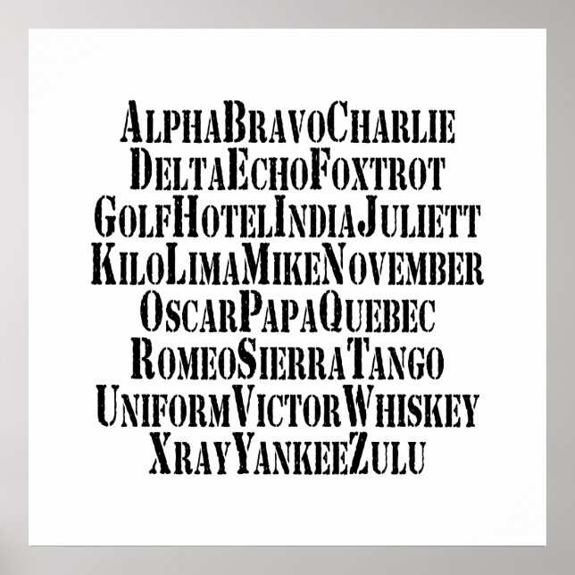 POSTER MOTS ALPHABET PHONÉTIQUE / CODE (Devant)