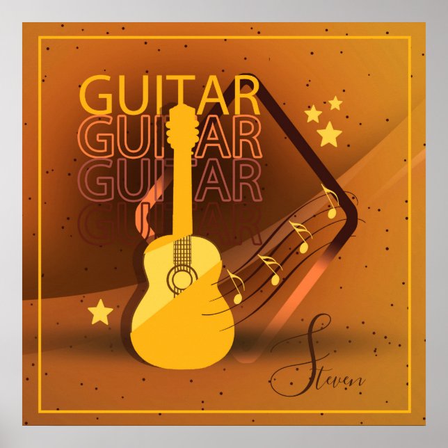 Poster Mots de guitare acoustique et musique Amber ID570 (Devant)