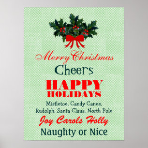 Poster Mots de Noël Citations dans Red Green Custom