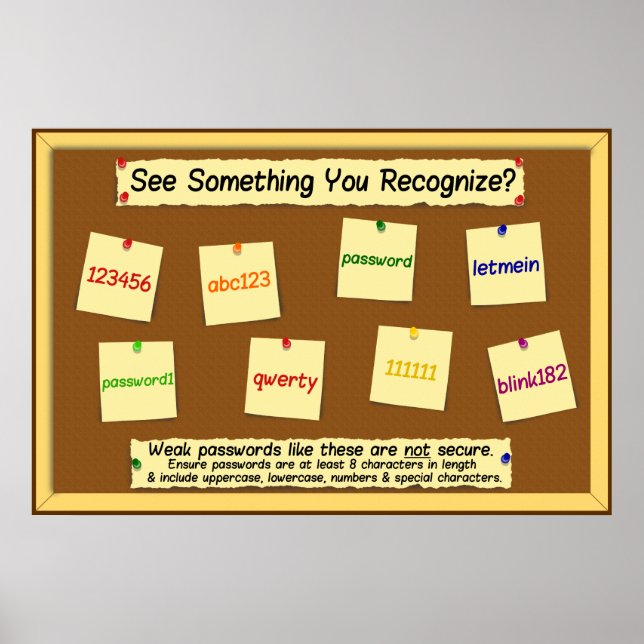 Poster Mots de passe Information Security Awareness Poste (Devant)