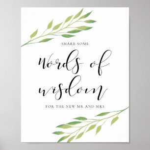 Poster Mots de sagesse Aquarelle feuille signe mariage