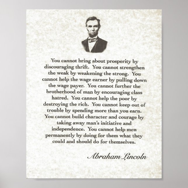 Poster Mots de sagesse sur Parchemin=Abraham Lincoln (Devant)