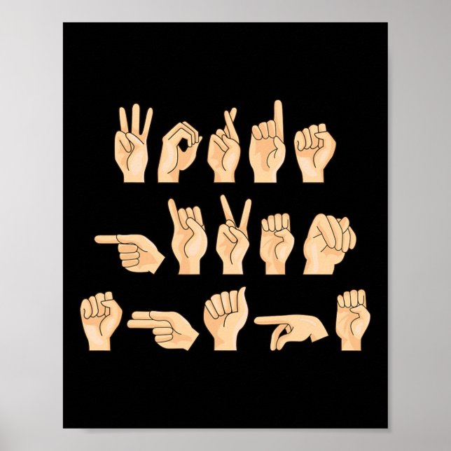 Poster Mots Donnés Forme Langue Des Signes Américaine 1 (Devant)