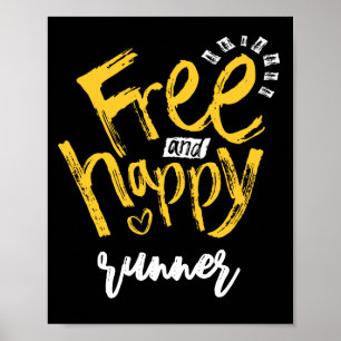Poster Mots heureux avec typographie jaune sur fond noir 
