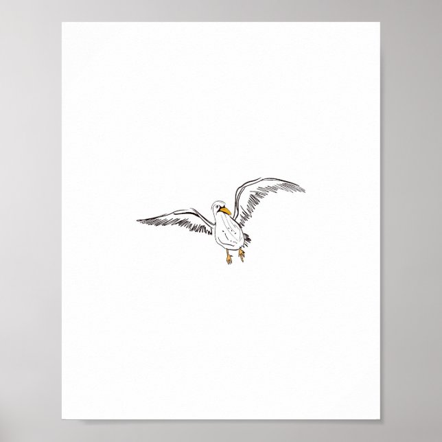 Poster Mouette blanche oiseau (Devant)