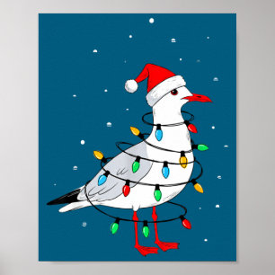 Poster Mouette drôle d'oiseau de Noël amateur d'animaux