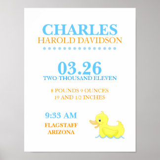 Poster MOULE JAUNE DUCK Faire-part de naissance Ducky Imp