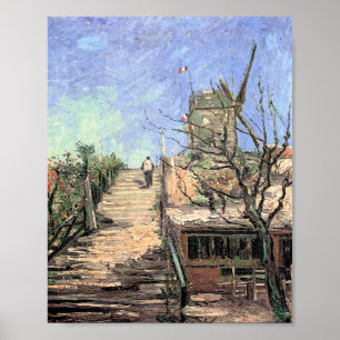 Poster Moulin à vent de Van Gogh sur Montmartre