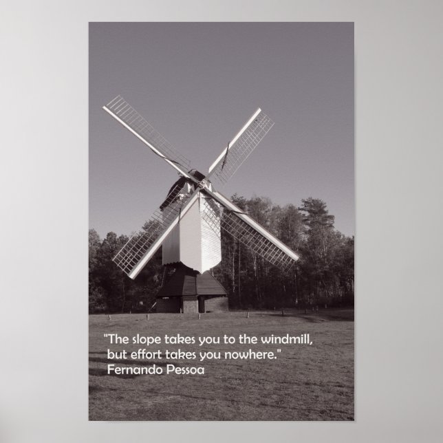 Poster Moulin à vent monochrome et citation inspirante (Devant)