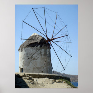Poster Moulin à vent Mykonos