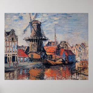 Poster Moulin à vent sur le canal Onbekende