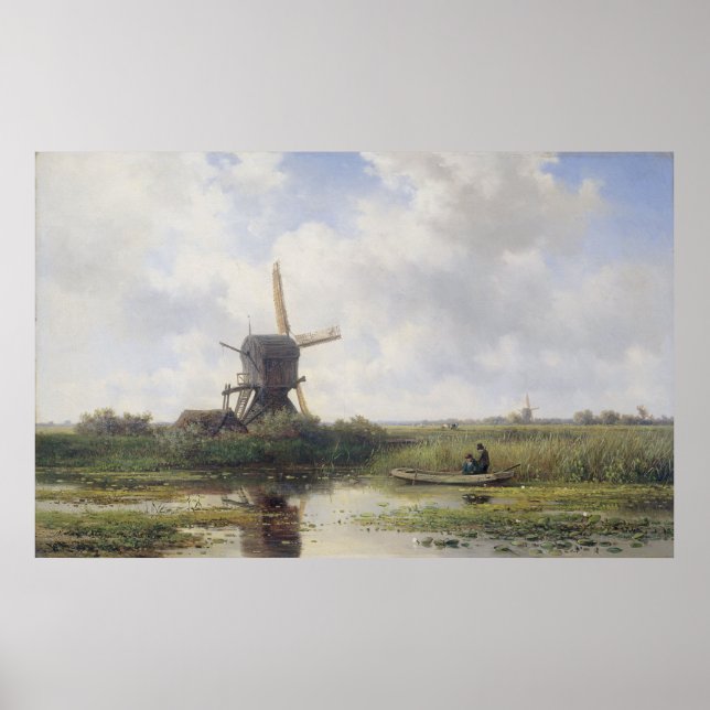 Poster Moulin néerlandais près de Gein river, Willem Roel (Devant)