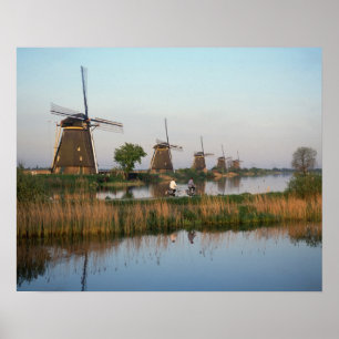 Poster Moulins à vent, Kinderdijk, Pays-Bas