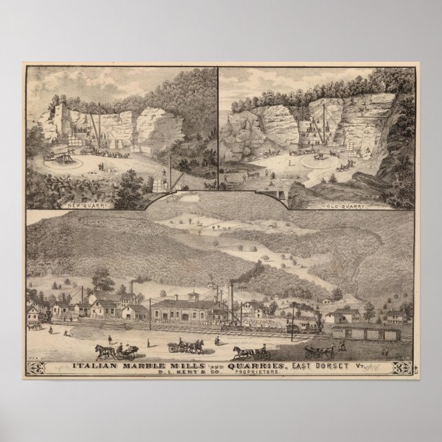 Poster Moulins et carrières de marbre italiens (Devant)