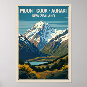 Poster Mount Cook (Aoraki) Nouvelle-Zélande V03