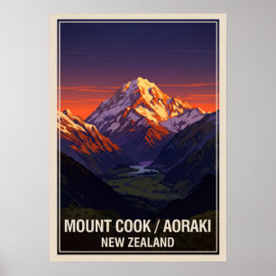 Poster Mount Cook (Aoraki) Nouvelle-Zélande V06