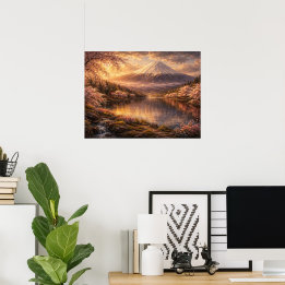 Poster Mount Fuji & Cherry Blossoms Oil Art