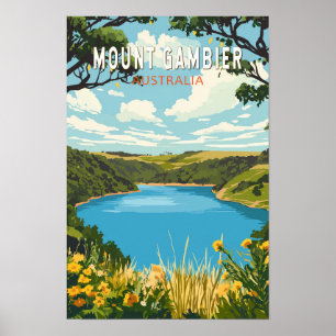 Poster Mount Gambier Australia Travel Art Vintage