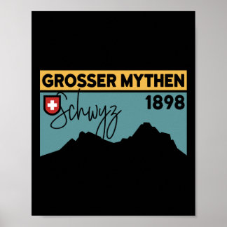 Poster Mount Grosser Mythen Hike Mountain Biking Swiss Hi