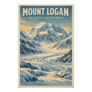Poster Mount Logan, Canada, in a classic retro