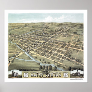 Poster Mount Vernon, carte panoramique de l'OH - 1870