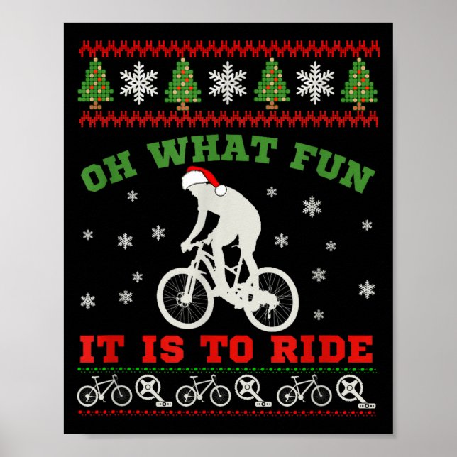 Poster Mountain Bike Rider, Oh What Fun Christmas Ugly Sw (Devant)