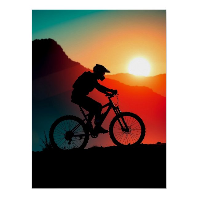 Poster Mountain Bike Sunset – Challenge & Adventure (Devant)