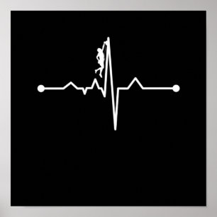 Poster Mountain Climber Heartbeat Rock Climbing Lover Gra