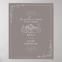 Mountain Line Art Amethyst Mariage Bienvenue