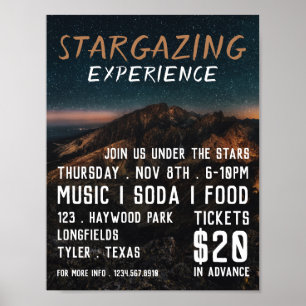 Poster Mountain Stargazer, Planetarium Publicité d'événem