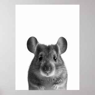 Poster Mouse Woodland Modern Portrait noir blanc