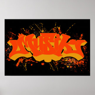 Poster Mousik orange jaune éclat