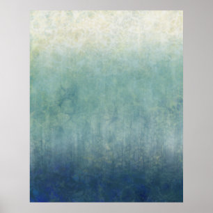 Poster Mousse de mer - Ombre Abstrait Océan bleu doux ver