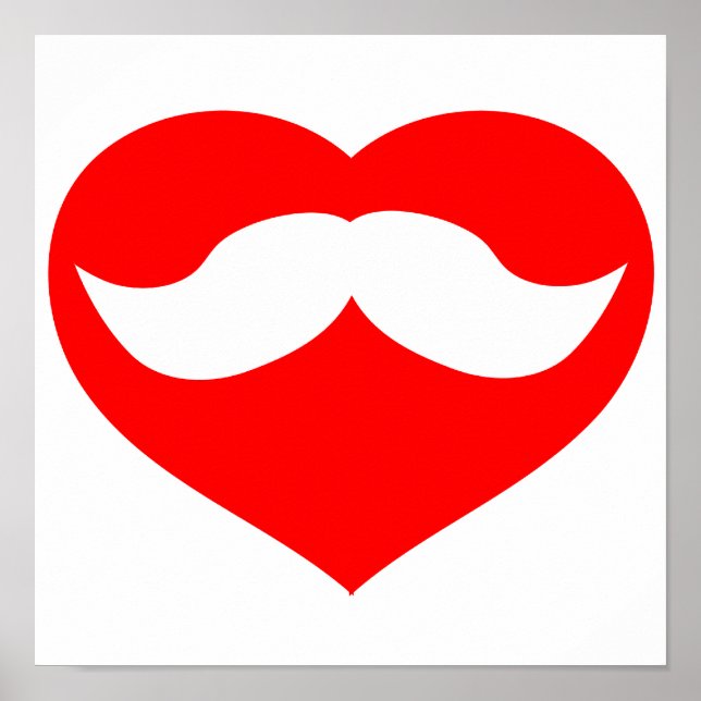 Poster Moustache au coeur (Devant)