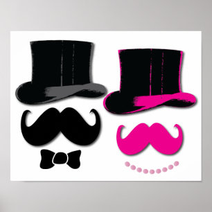 Poster Moustache, chapeau supérieur, cravate arc et poire