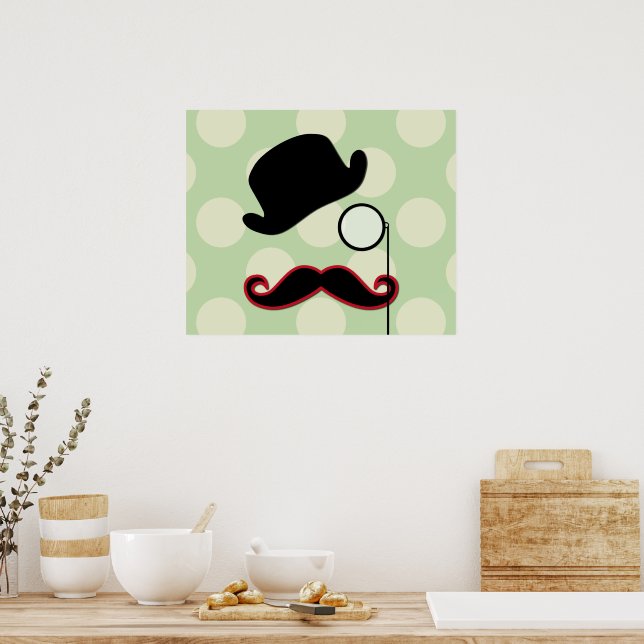Poster Moustache, Moustache, Stache, Monocle, Casquette B (Cuisine)