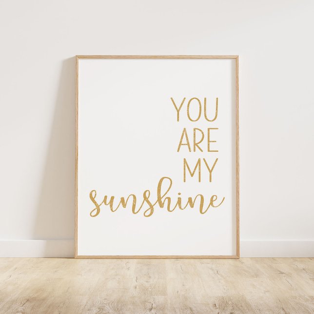 Poster Moutarde Jaune Vous Êtes Mon Soleil (You Are My Sunshine, a minimalist typography quote in a mustard yellow distressed texture)