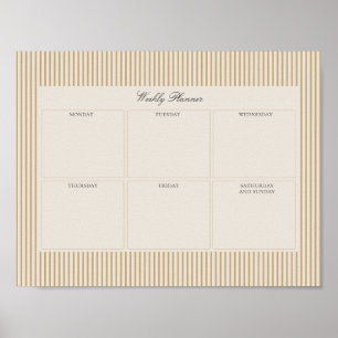 Poster Moutarde Planificateur hebdomadaire rayé imprimabl