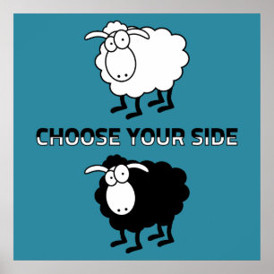 Poster mouton noir et blanc
