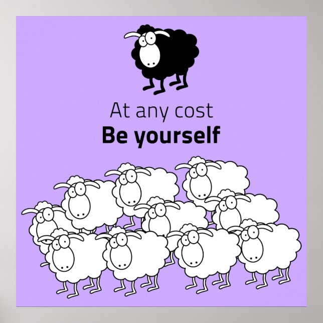 Poster mouton noir et blanc (Devant)