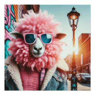 Poster mouton rose