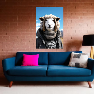 Poster moutons anthropomorphes en vêtements | Art AI