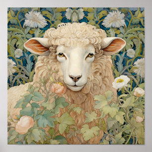 Poster Moutons dans la peinture des prés