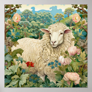 Poster Moutons dans la peinture des prés
