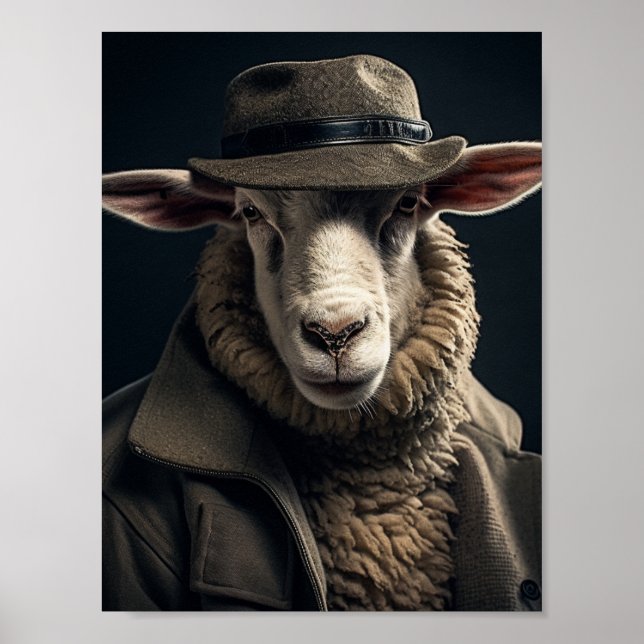Poster Moutons dans les vêtements humains